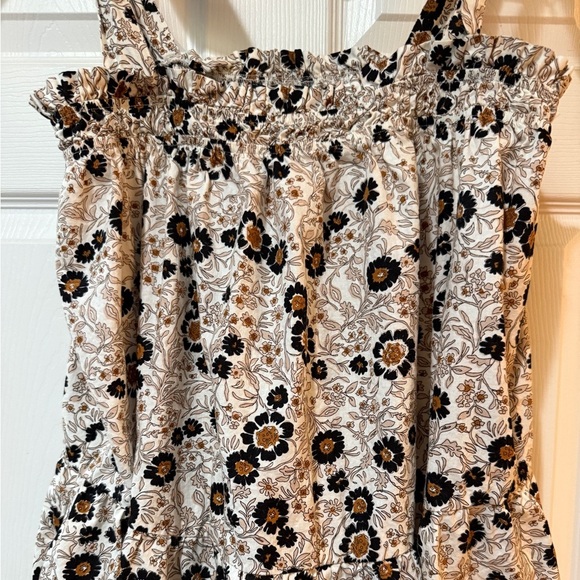 Aakaa Black Brown Cream Babydoll Floral Dress Midi - Picture 3 of 7